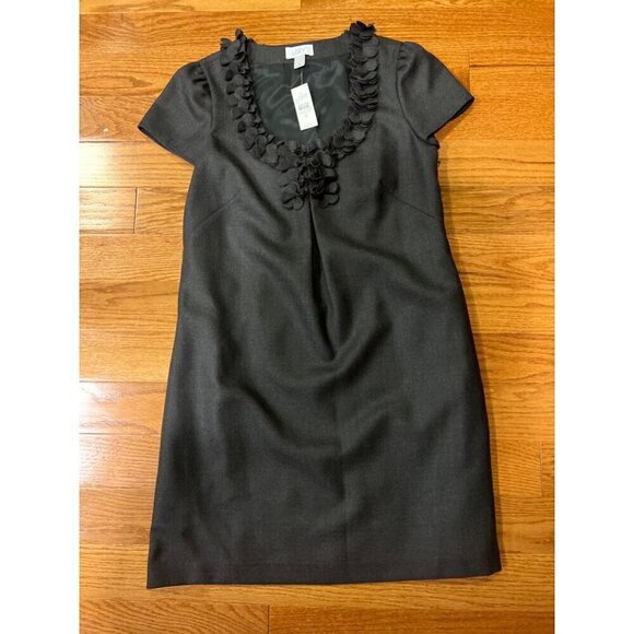 Ann Taylor Dresses & Skirts - Ann Taylor Black Short Sleeve Ruffle Neck Dress Wool Blend Size Medium